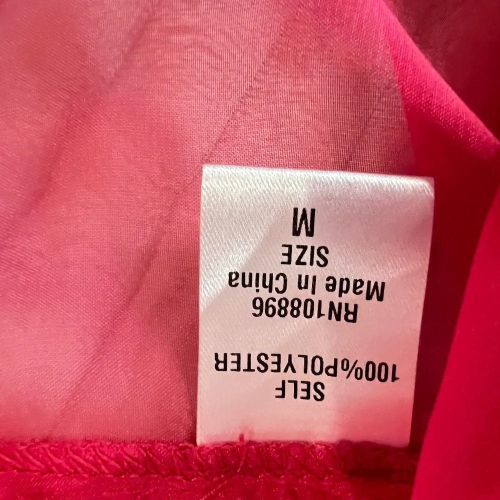 #A125   FOR HER NYC  Barbiecore Hot Pink Ruffle Organza Romantic Blouse NWT M - Picture 9 of 12